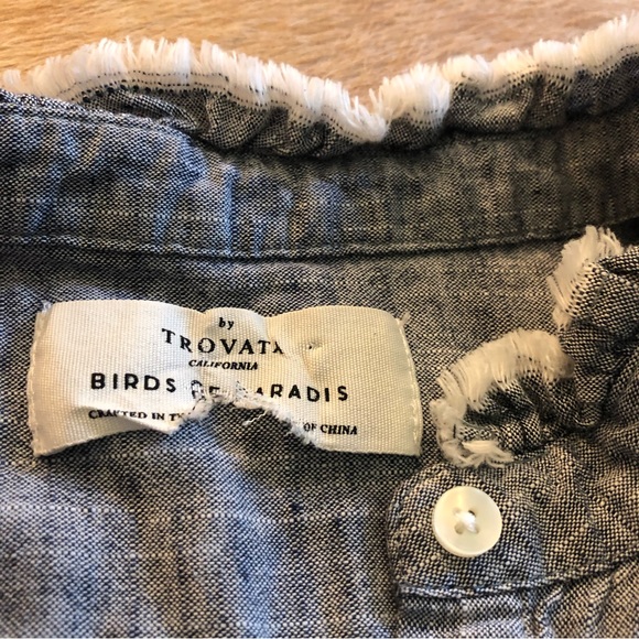 2/$20 Anthropologie Birds of Paradis Trovata M/L linen blend blouse-see detail - Picture 2 of 3